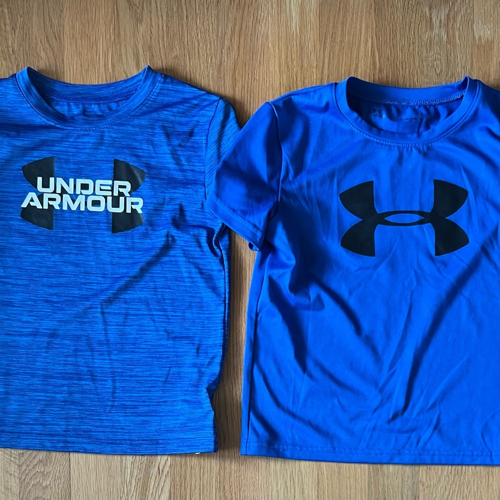 Under Armour Boys Size 5 Blue Short Sleeve Tees Performance Fabric